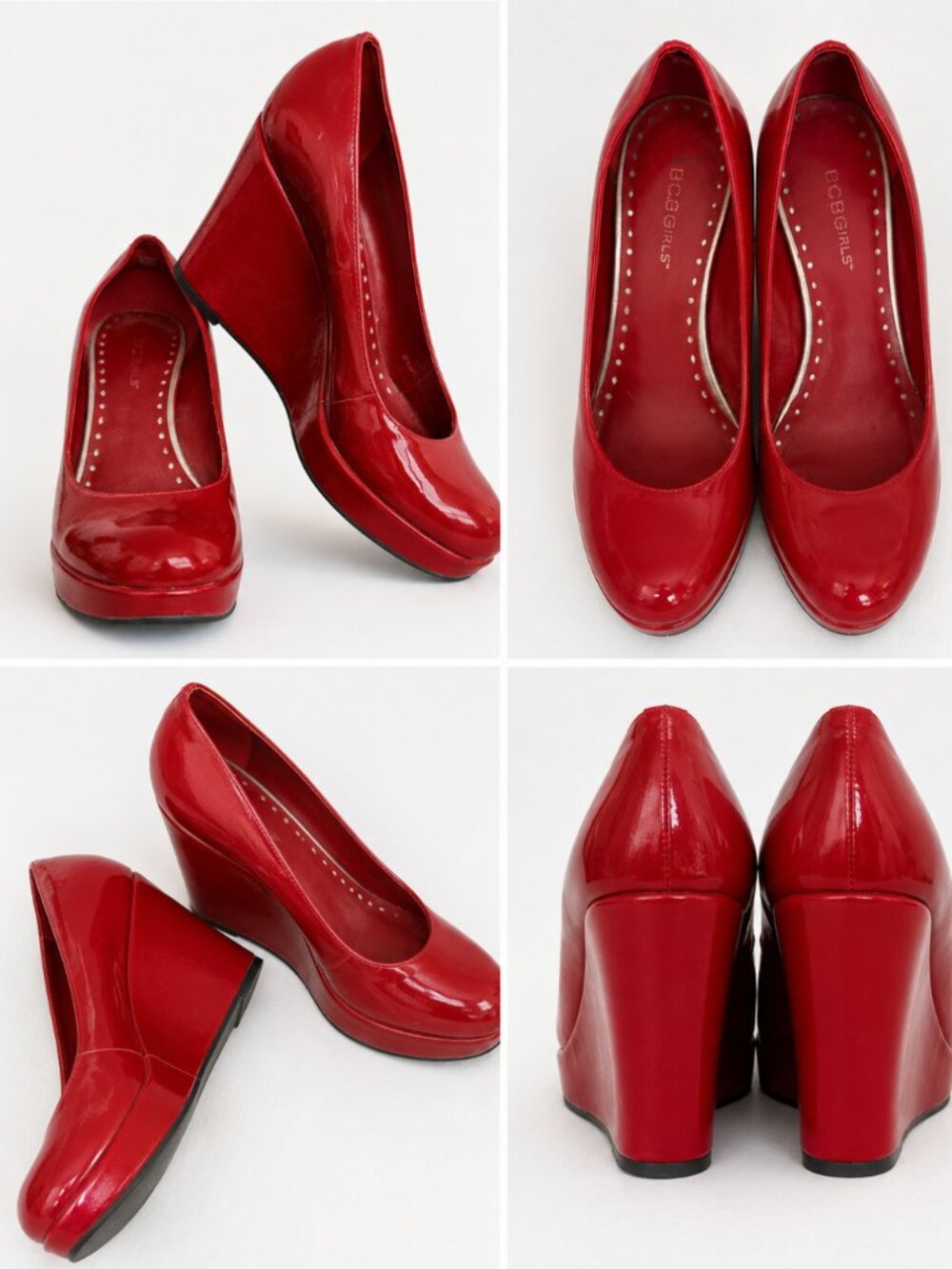 BCBGirls Red Patent Leather Wedge Heels | Size 9